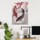 LinLi Chinese Waterverf Art Print - KOI Fish #1 (Thuiskantoor)