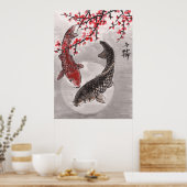 LinLi Chinese Waterverf Art Print - KOI Fish #1 (Keuken)