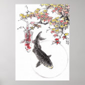 LinLi Chinese Waterverf Art Print - KOI Fish #6 (Voorkant)