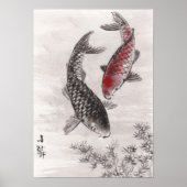 LinLi Chinese Waterverf Art Print - KOI Fish #7 (Voorkant)