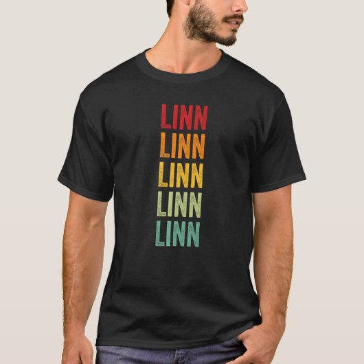 Linn County Kansas Rainbow Text T-shirt (Voorkant)