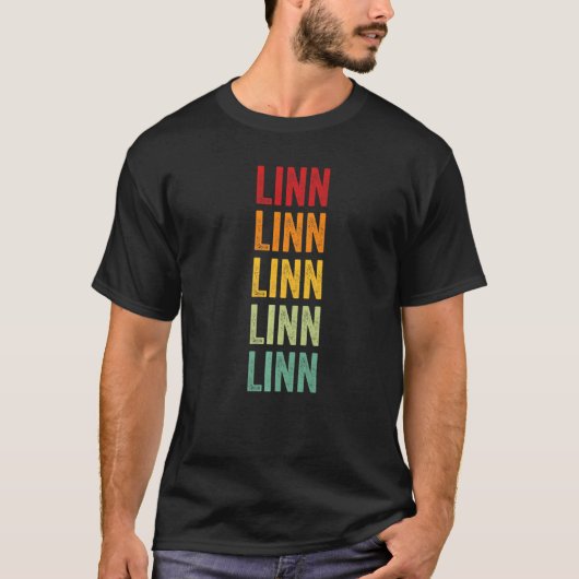 Linn County Kansas Rainbow Text T-shirt (Voorkant)