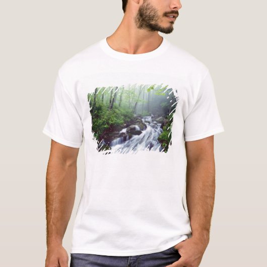 Linn Cove Creek die door de mist loopt T-shirt (Voorkant)