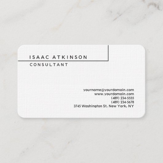 Linnen afgeronde Classic Elegant Plain Professiona Visitekaartje (Voorkant)