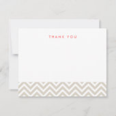Linnen Beige Eenvoudige Chevron Bedankt Opmerking  Notitiekaartje (Voorkant)