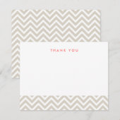 Linnen Beige Eenvoudige Chevron Bedankt Opmerking Notitiekaartje (Voorkant / Achterkant)