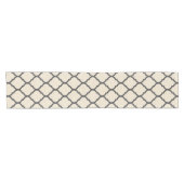 Linnen Beige en houtskool Marokkaanse Quatrefoil Korte Tafelloper (Horizontaal)