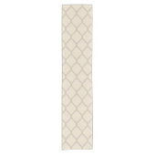 Linnen Beige en Taupe Marokkaanse Quatrefoil Korte Tafelloper (Voorkant)