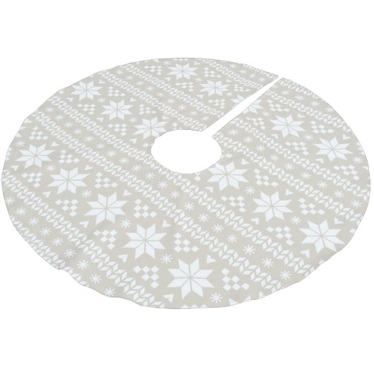 Linnen Beige en witte Fair Isle Patroon Kerstboom Rok (Gekanteld)