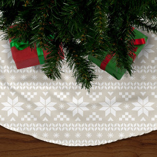 Linnen Beige en witte Fair Isle Patroon Kerstboom Rok
