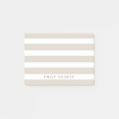 Linnen beige en witte klassieke strepen monogram post-it® notes (Voorkant)