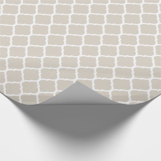 Linnen Beige en witte Marokkaanse Quatrefoil Cadeaupapier (Hoek)