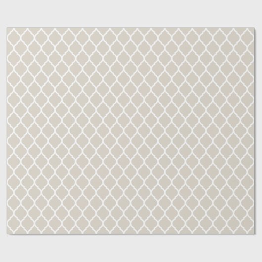 Linnen Beige en witte Marokkaanse Quatrefoil Cadeaupapier (Vlak)