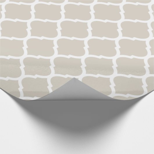 Linnen Beige en witte Marokkaanse Quatrefoil Print Cadeaupapier (Hoek)