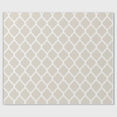 Linnen Beige en witte Marokkaanse Quatrefoil Print Cadeaupapier (Vlak)