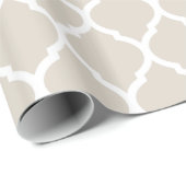 Linnen Beige en witte Marokkaanse Quatrefoil Print Cadeaupapier (Rol Hoek)