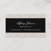 Linnen Beige en zwart Elegant  Damask Visitekaartje (Achterkant)