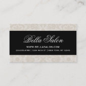 Linnen Beige en zwart Elegant Damask Visitekaartje (Voorkant)