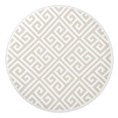 Linnen Beige Griekse sleutel Keramische Knop (Voorkant)