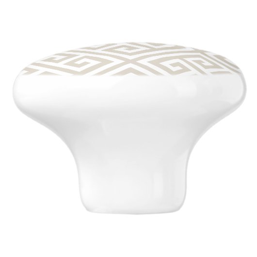 Linnen Beige Griekse sleutel Keramische Knop (Zijkant)
