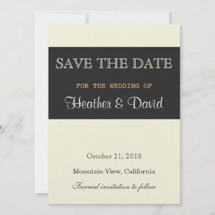 Linnen Beige Grijs Bewaar de datum Bruiloft uitnod Save The Date