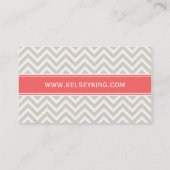 Linnen Beige & koraal Chevron Custom Monogram Visitekaartje (Achterkant)