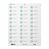 Linnen Beige & Mint Zigzags Patroon Monogram Etiket (Full Sheet)