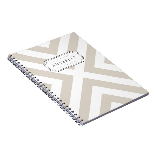 Linnen Beige Mod X Chevron Monogram Notitieboek (Rechterzijde)