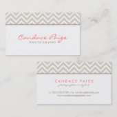 Linnen Beige Moderne Chevron strepen Visitekaartje (Voorkant / Achterkant)