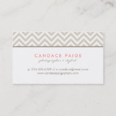 Linnen Beige Moderne Chevron strepen Visitekaartje (Achterkant)
