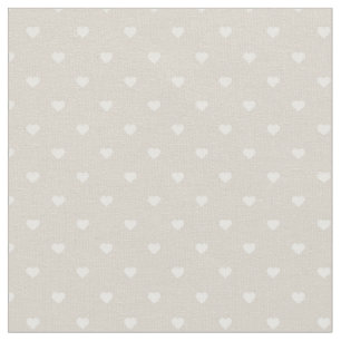 Linnen Beige Polka Dot Hearts Stof