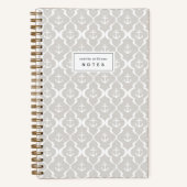 Linnen Beige Scheepsanker Ogee Gepersonaliseerd Notitieboek (Voorkant)