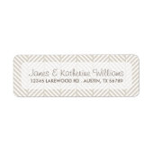 Linnen Beige visgraat Chevron Moderne bruiloft Etiket (Voorkant)