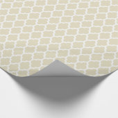 Linnen Beige Witte Marokkaanse Quatrefoil Patroon Cadeaupapier (Hoek)