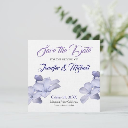 Linnen Bewaar de datum Bruiloft Bloemen Elegant Pl Save The Date (Staand voorkant)
