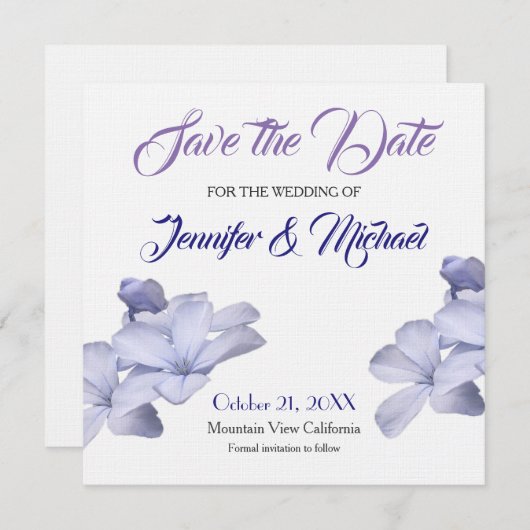 Linnen Bewaar de datum Bruiloft Bloemen Elegant Pl Save The Date (Voorkant / Achterkant)