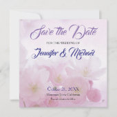 Linnen Bewaar de datum Bruiloft Roze Bloemen Elega Save The Date (Voorkant)