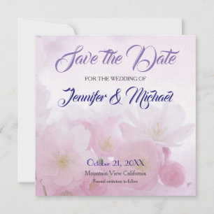 Linnen Bewaar de datum Bruiloft Roze Bloemen Elega Save The Date