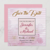 Linnen Bewaar de datum Bruiloft Roze Bloemen Elega Save The Date (Voorkant / Achterkant)