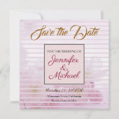 Linnen Bewaar de datum Bruiloft Roze Bloemen Elega Save The Date (Voorkant)