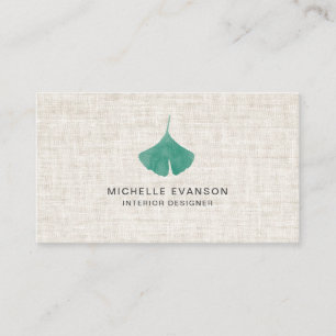 Linnen Blauwgroen Green Ginkgo Leaf Elegant Visitekaartje
