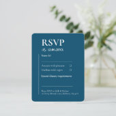 Linnen Blauwgroen RSVP Typografie Bruiloft (Staand voorkant)