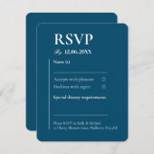 Linnen Blauwgroen RSVP Typografie Bruiloft (Voorkant / Achterkant)