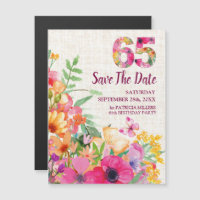 Linnen Bloemen 65e Verjaardag Save the Date
