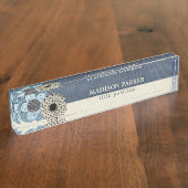 Linnen bloemen naambordje (Zijkant)