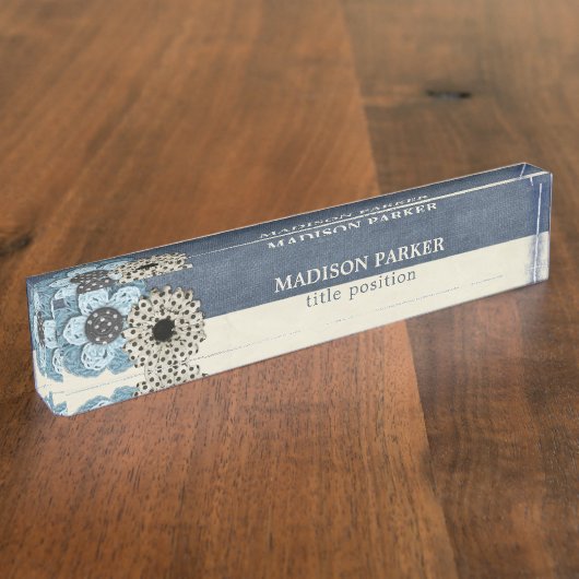 Linnen bloemen naambordje (Zijkant)