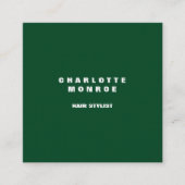 Linnen bos groen modern minimalistisch professiona vierkante visitekaartje (Voorkant)