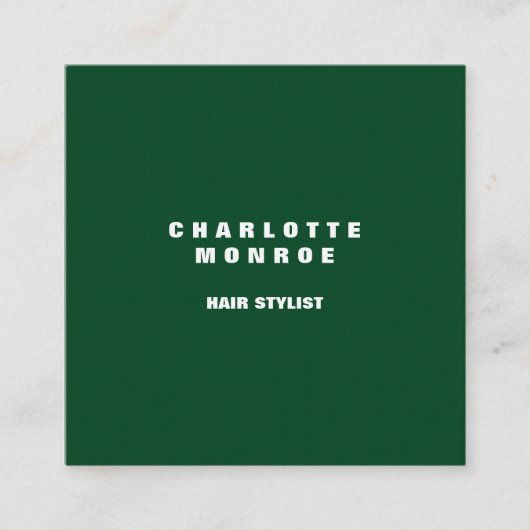 Linnen bos groen modern minimalistisch professiona vierkante visitekaartje (Voorkant)