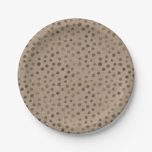 Linnen Bruin Stippen Chic Bride Tribe Rustic Moder Papieren Bordje (Voorkant)