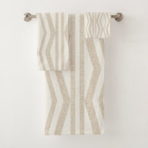Linnen Cream Beige geometrische badhanddoek set